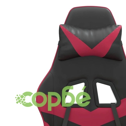 Въртящ гейминг стол, черно и виненочервено, изкуствена кожа ➤ топ цена ➤ sorbe.bg