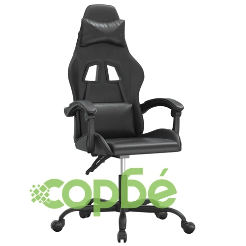 Въртящ гейминг стол, черно, изкуствена кожа ➤ топ цена ➤ sorbe.bg