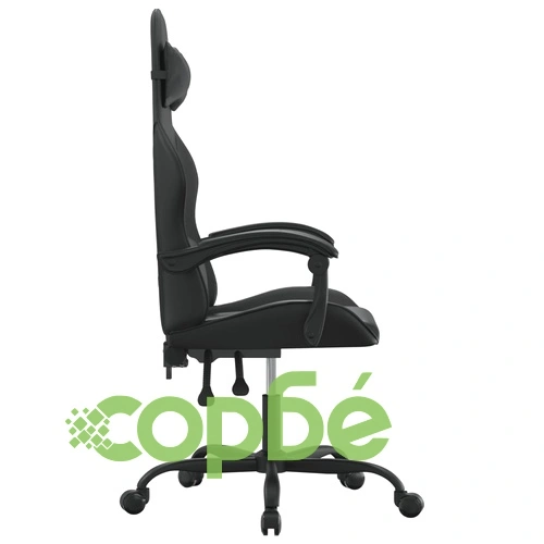 Въртящ гейминг стол, черно, изкуствена кожа ➤ топ цена ➤ sorbe.bg