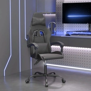 Въртящ гейминг стол, черно, изкуствена кожа