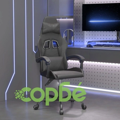 Въртящ гейминг стол, черно, изкуствена кожа ➤ топ цена ➤ sorbe.bg