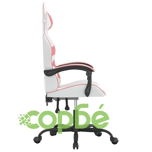 Въртящ гейминг стол, бяло и розово, изкуствена кожа ➤ топ цена ➤ sorbe.bg