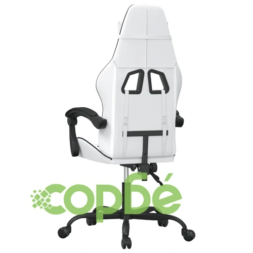 Въртящ гейминг стол, бяло и черно, изкуствена кожа ➤ топ цена ➤ sorbe.bg