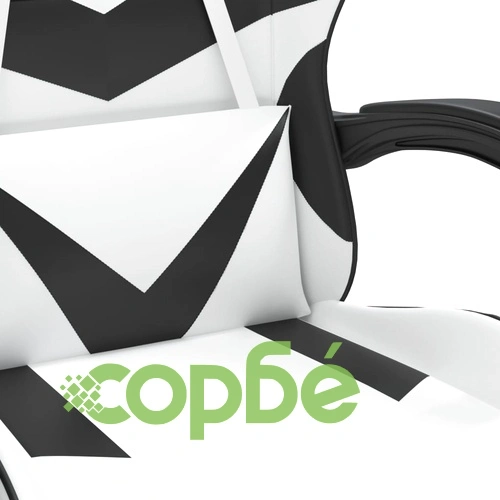 Въртящ гейминг стол, бяло и черно, изкуствена кожа ➤ топ цена ➤ sorbe.bg