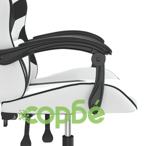 Въртящ гейминг стол, бяло и черно, изкуствена кожа ➤ топ цена ➤ sorbe.bg