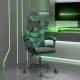Въртящ гейминг стол опора за крака черно-зелен изкуствена кожа