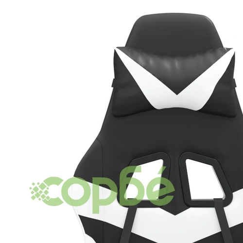 Въртящ гейминг стол с опора за крака черно-бял изкуствена кожа ➤ топ цена ➤ sorbe.bg