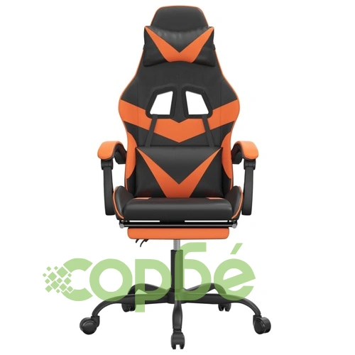 Въртящ гейминг стол с подложка черно-оранжев изкуствена кожа ➤ топ цена ➤ sorbe.bg