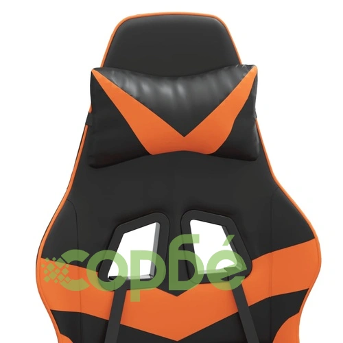 Въртящ гейминг стол с подложка черно-оранжев изкуствена кожа ➤ топ цена ➤ sorbe.bg