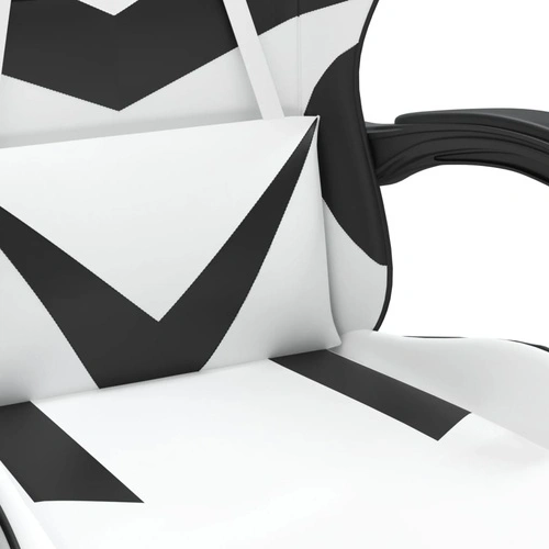 Въртящ гейминг стол с опора за крака бяло-черен изкуствена кожа ➤ топ цена ➤ sorbe.bg