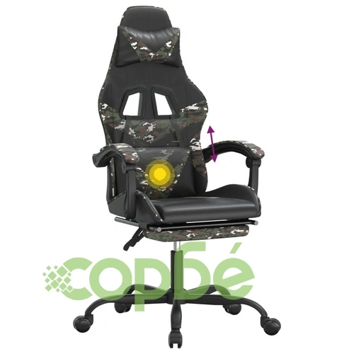 Въртящ гейминг стол с подложка черен камуфлаж изкуствена кожа ➤ топ цена ➤ sorbe.bg