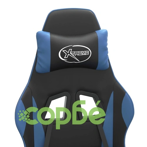 Въртящ гейминг стол, черно и синьо, изкуствена кожа ➤ топ цена ➤ sorbe.bg