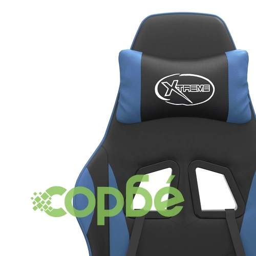 Въртящ гейминг стол, черно и синьо, изкуствена кожа ➤ топ цена ➤ sorbe.bg