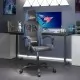 Въртящ гейминг стол, черно и синьо, изкуствена кожа
