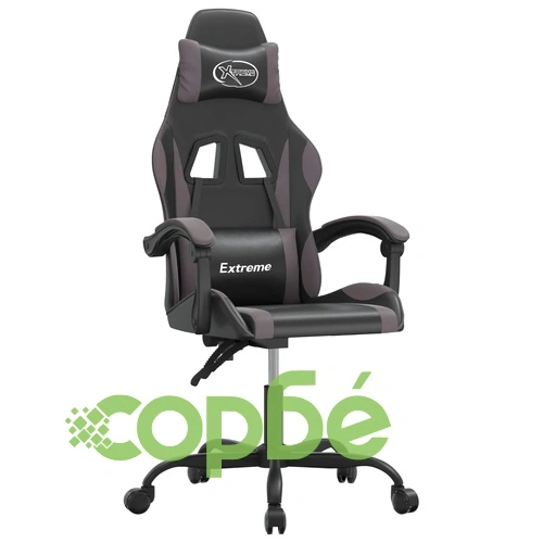 Въртящ гейминг стол, черно и сиво, изкуствена кожа ➤ топ цена ➤ sorbe.bg