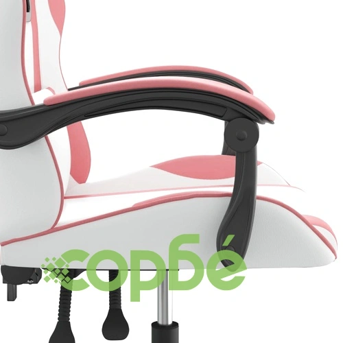 Въртящ гейминг стол, бяло и розово, изкуствена кожа ➤ топ цена ➤ sorbe.bg