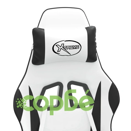 Въртящ гейминг стол, бяло и черно, изкуствена кожа ➤ топ цена ➤ sorbe.bg