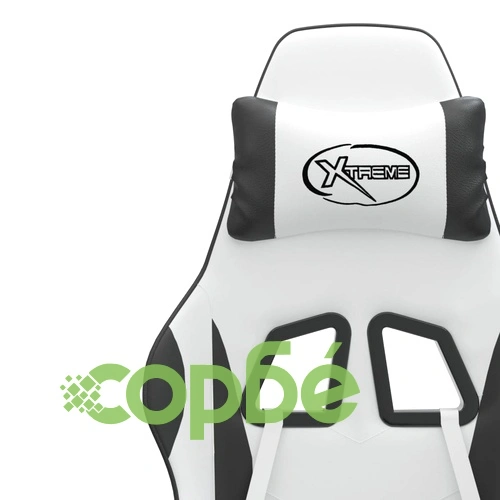 Въртящ гейминг стол, бяло и черно, изкуствена кожа ➤ топ цена ➤ sorbe.bg