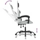 Въртящ гейминг стол, бяло и черно, изкуствена кожа