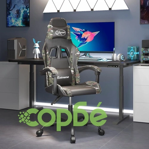 Въртящ гейминг стол, черно и камуфлаж, изкуствена кожа ➤ топ цена ➤ sorbe.bg