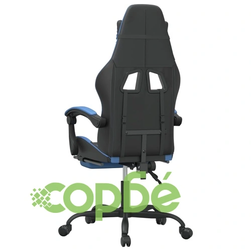 Въртящ гейминг стол с опора за крака черно-син изкуствена кожа ➤ топ цена ➤ sorbe.bg