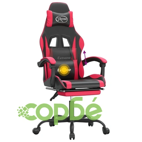 Въртящ гейминг стол опора за крака черно-червен изкуствена кожа ➤ топ цена ➤ sorbe.bg