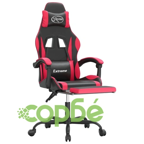 Въртящ гейминг стол опора за крака черно-червен изкуствена кожа ➤ топ цена ➤ sorbe.bg