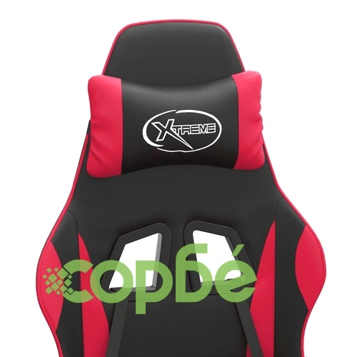 Въртящ гейминг стол опора за крака черно-червен изкуствена кожа ➤ топ цена ➤ sorbe.bg