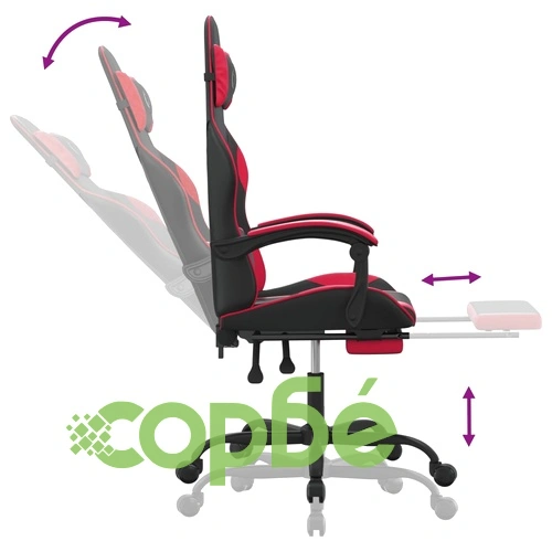 Въртящ гейминг стол опора за крака черно-червен изкуствена кожа ➤ топ цена ➤ sorbe.bg