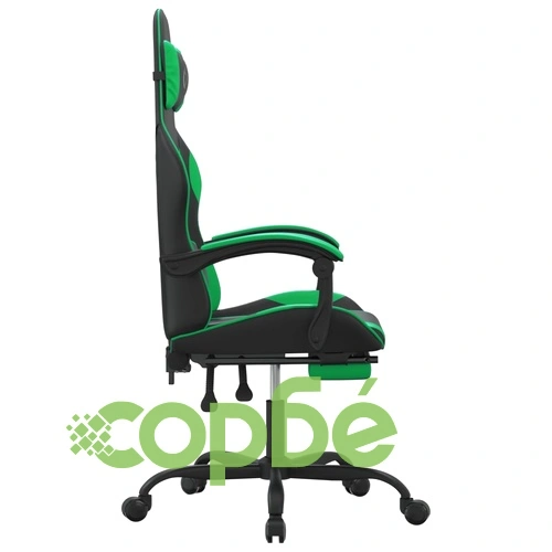 Въртящ гейминг стол опора за крака черно-зелен изкуствена кожа ➤ топ цена ➤ sorbe.bg