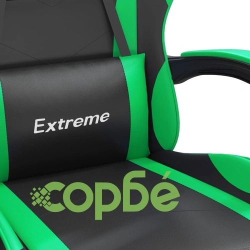 Въртящ гейминг стол опора за крака черно-зелен изкуствена кожа ➤ топ цена ➤ sorbe.bg