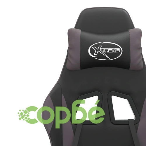 Въртящ гейминг стол опора за крака черно-сив изкуствена кожа ➤ топ цена ➤ sorbe.bg