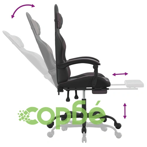 Въртящ гейминг стол опора за крака черно-сив изкуствена кожа ➤ топ цена ➤ sorbe.bg