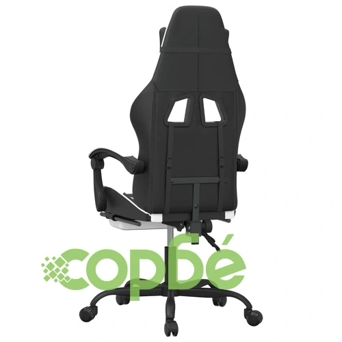 Въртящ гейминг стол с опора за крака черно-бял изкуствена кожа ➤ топ цена ➤ sorbe.bg