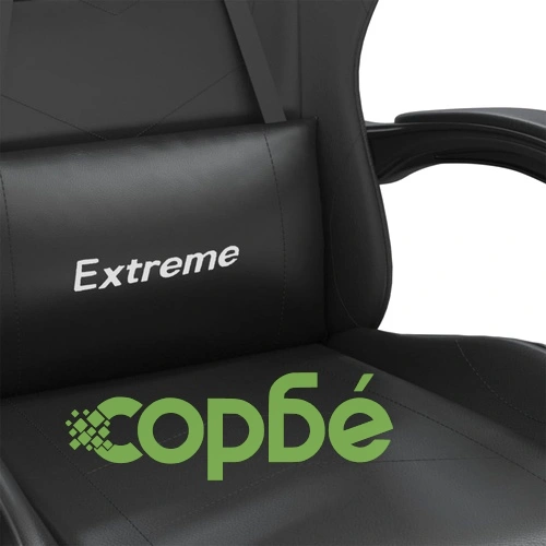 Въртящ гейминг стол с опора за крака, черен, изкуствена кожа ➤ топ цена ➤ sorbe.bg