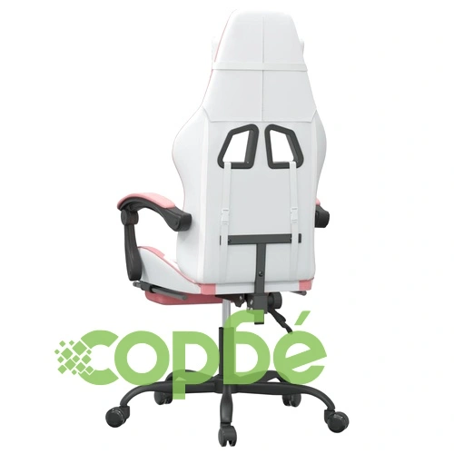 Въртящ гейминг стол с опора за крака бяло-розов изкуствена кожа ➤ топ цена ➤ sorbe.bg