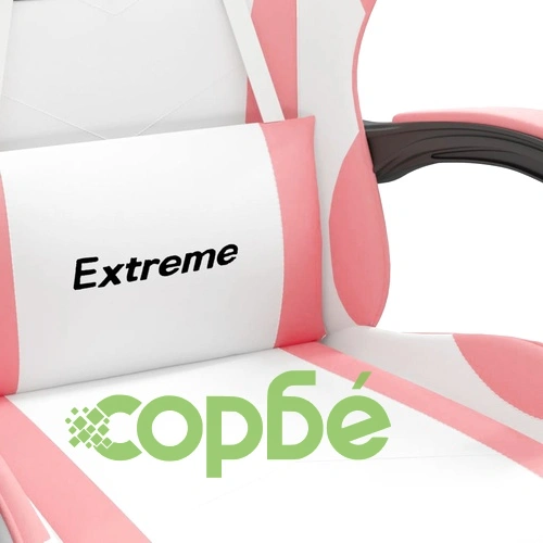 Въртящ гейминг стол с опора за крака бяло-розов изкуствена кожа ➤ топ цена ➤ sorbe.bg