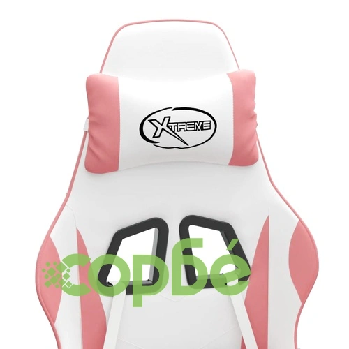 Въртящ гейминг стол с опора за крака бяло-розов изкуствена кожа ➤ топ цена ➤ sorbe.bg