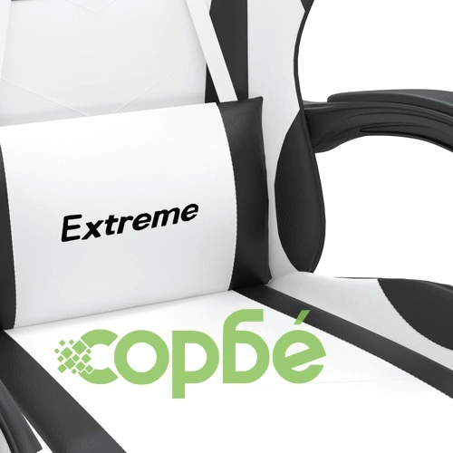 Въртящ гейминг стол с опора за крака бяло-черен изкуствена кожа ➤ топ цена ➤ sorbe.bg