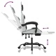 Въртящ гейминг стол с опора за крака бяло-черен изкуствена кожа