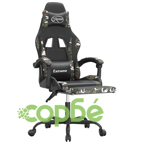 Въртящ гейминг стол с подложка черен камуфлаж изкуствена кожа ➤ топ цена ➤ sorbe.bg