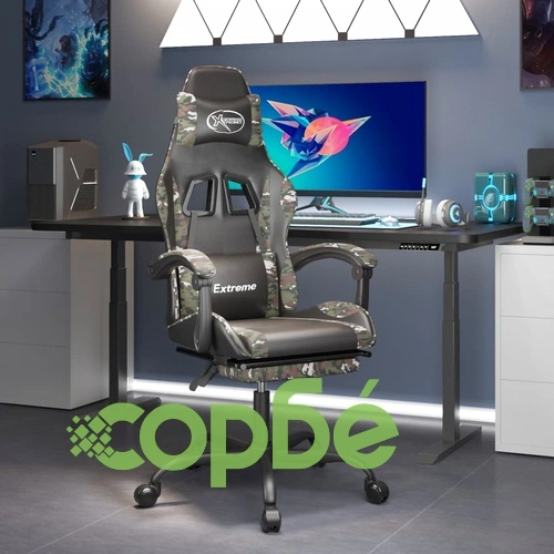 Въртящ гейминг стол с подложка черен камуфлаж изкуствена кожа ➤ топ цена ➤ sorbe.bg