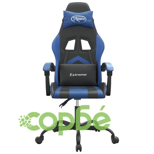 Въртящ гейминг стол, черно и синьо, изкуствена кожа ➤ топ цена ➤ sorbe.bg