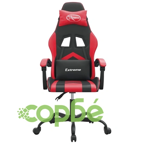 Въртящ гейминг стол, черно и червено, изкуствена кожа ➤ топ цена ➤ sorbe.bg