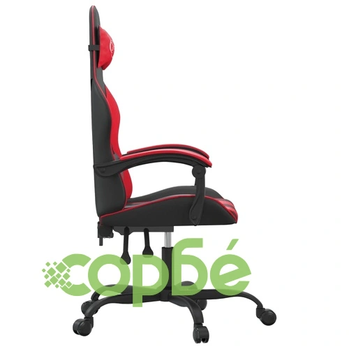 Въртящ гейминг стол, черно и червено, изкуствена кожа ➤ топ цена ➤ sorbe.bg