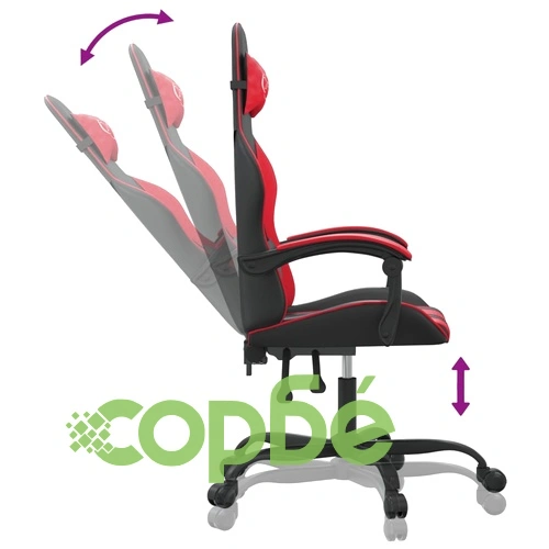 Въртящ гейминг стол, черно и червено, изкуствена кожа ➤ топ цена ➤ sorbe.bg