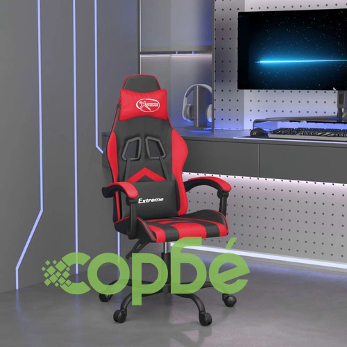 Въртящ гейминг стол, черно и червено, изкуствена кожа ➤ топ цена ➤ sorbe.bg