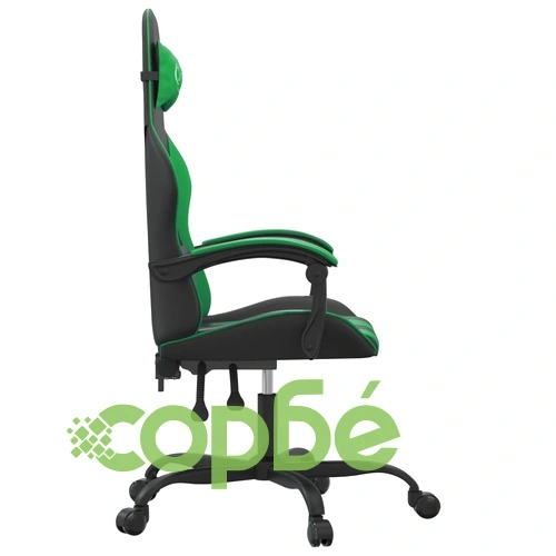 Въртящ гейминг стол, черно и зелено, изкуствена кожа ➤ топ цена ➤ sorbe.bg