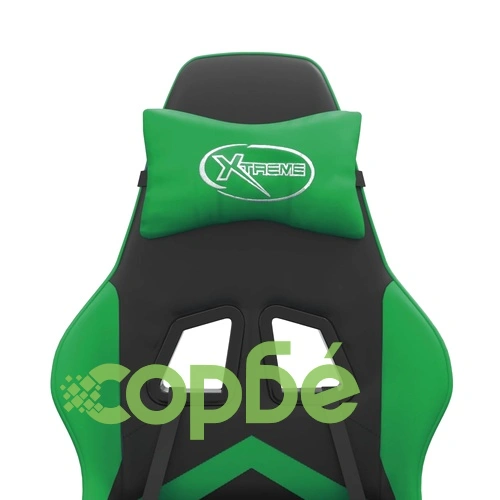 Въртящ гейминг стол, черно и зелено, изкуствена кожа ➤ топ цена ➤ sorbe.bg