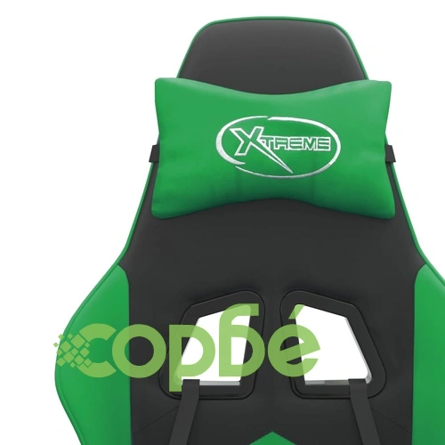 Въртящ гейминг стол, черно и зелено, изкуствена кожа ➤ топ цена ➤ sorbe.bg